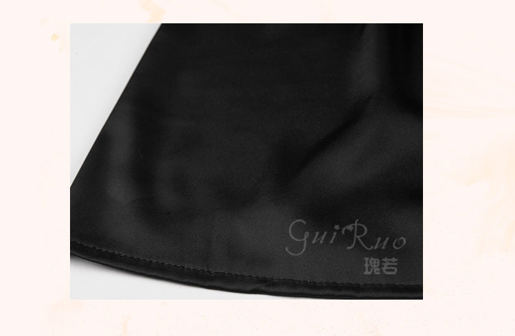 GuiRuo Satin Lace Sleepwear Set for Women, Cross Back V-Neck Silk-Like Nightdress with Robe