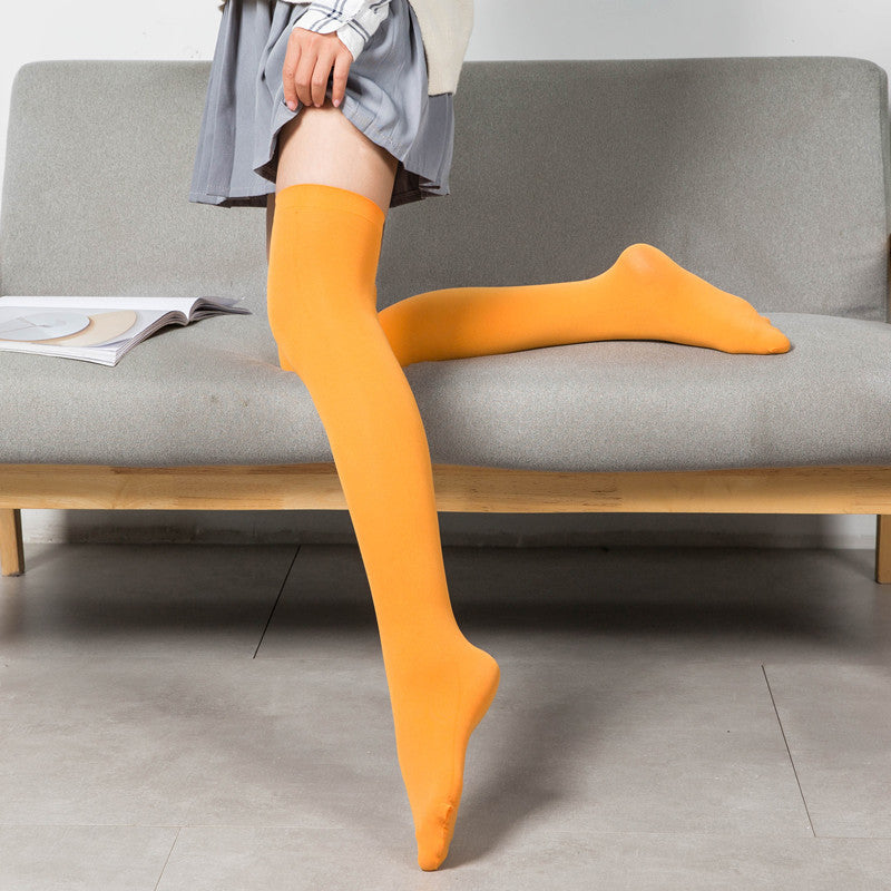 Japanese Velvet Over-the-Knee Socks for Women — Student Thigh High, Long Tube, Autumn Warm Stockings
