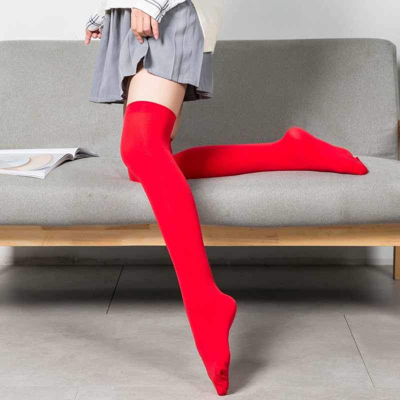 Japanese Velvet Over-the-Knee Socks for Women — Student Thigh High, Long Tube, Autumn Warm Stockings