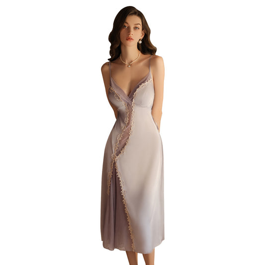 Women’s Silk Satin Nightgown – Long Backless Spaghetti Strap Sleep Dress, Luxury Lingerie Nightwear Home Pajama Set