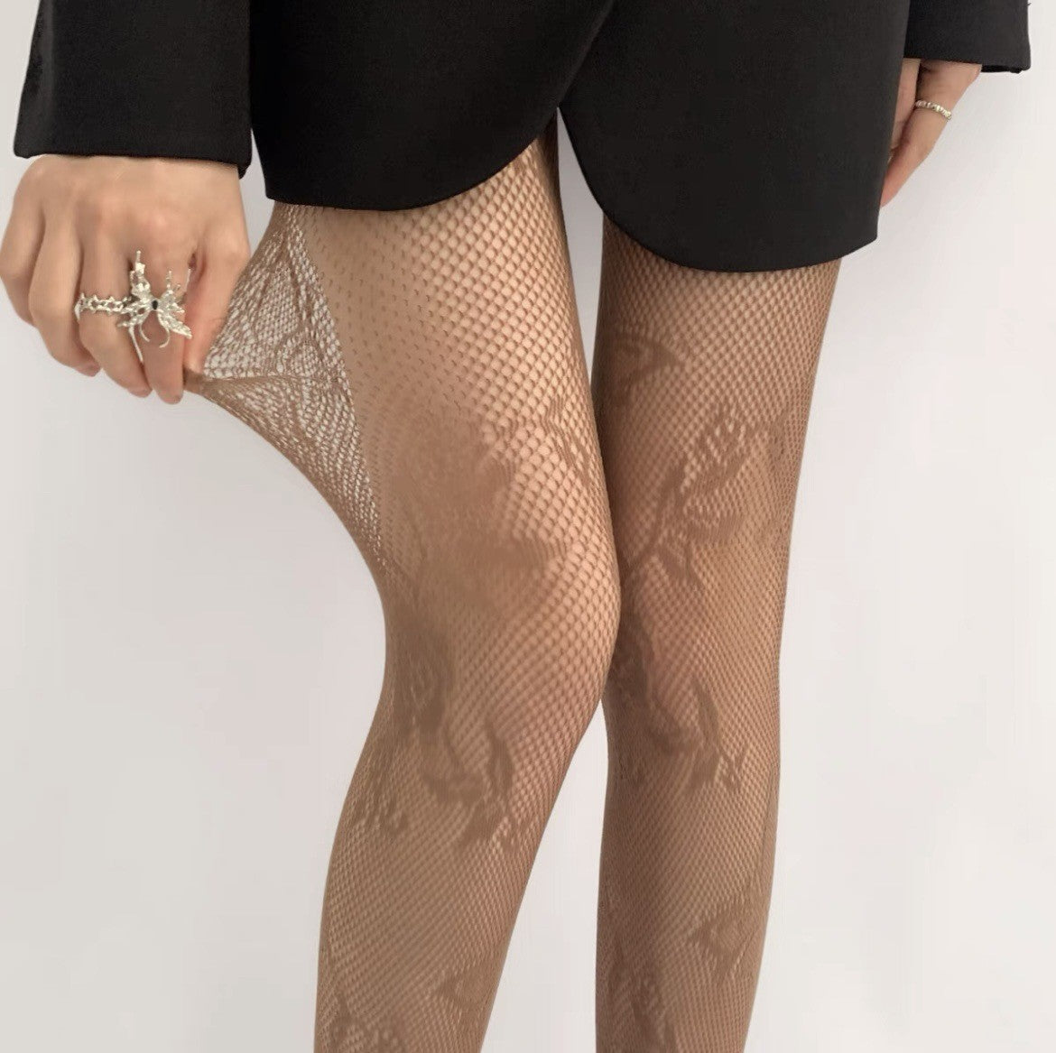 Women’s Fishnet Lace Pantyhose – Butterfly Floral Pattern Tights, Summer Thin Anti-Snag Stockings, Plus Size Sheer Mesh Hosiery